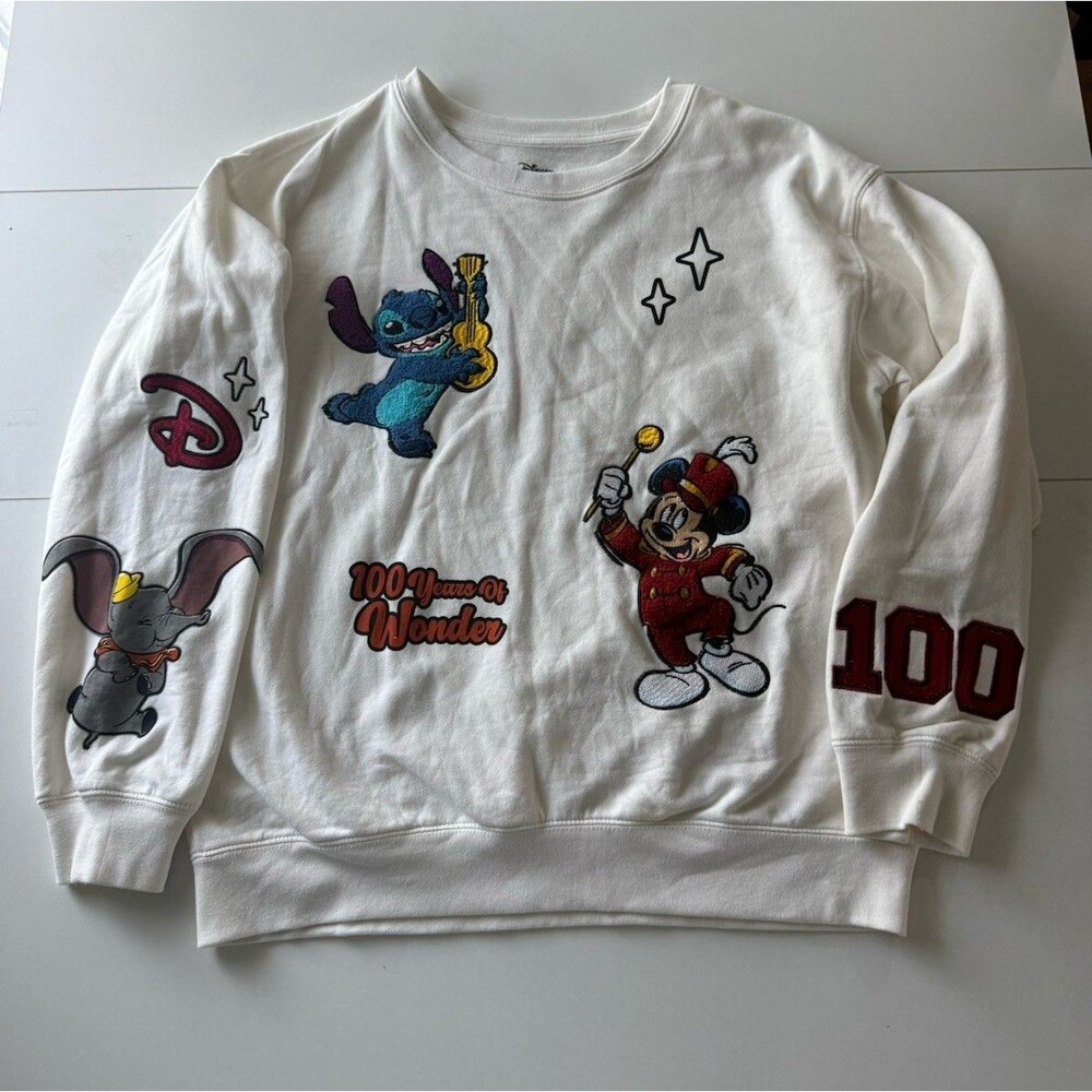 Disney 100 Years Of Wonder Hoodie Sweatshirt Mickey, Stitch, Dumbo, XL
